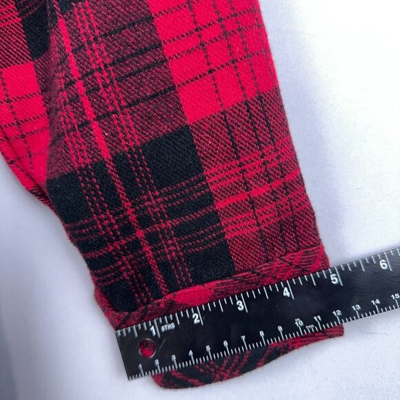Torrid Plaid Tunic Shacket Womens 4 Button Front 3/4 Sleeve Pockets Red Black - Picture 10 of 12